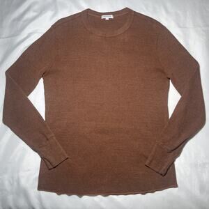 Gustin Waffle-Knit Thermal Shirt Men M Orange Long Sleeve Base Layer Made In USA